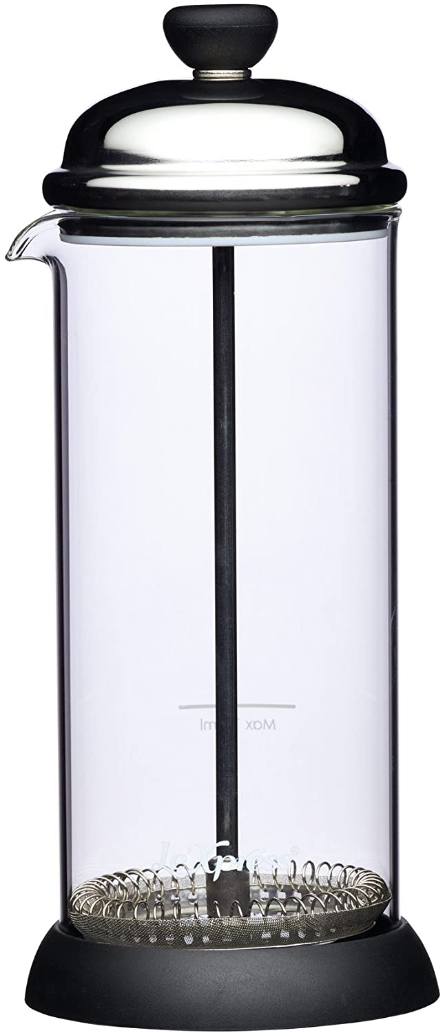 KitchenCraft kclxmilkfroth Manual Milk Frother, Metallic/Clear