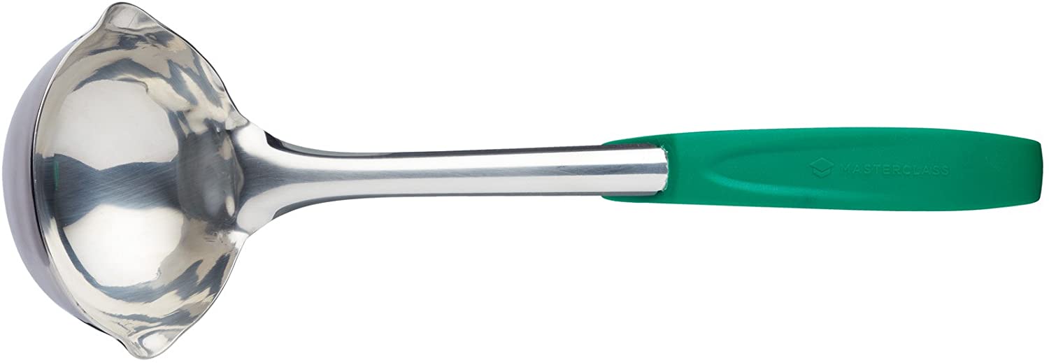 KitchenCraft masterclass MCSOUPLADGRN Colour Coded Stainless Steel Soup Ladle Catering Quality 35 cm (14 Inches) - Green (Vegetarian)