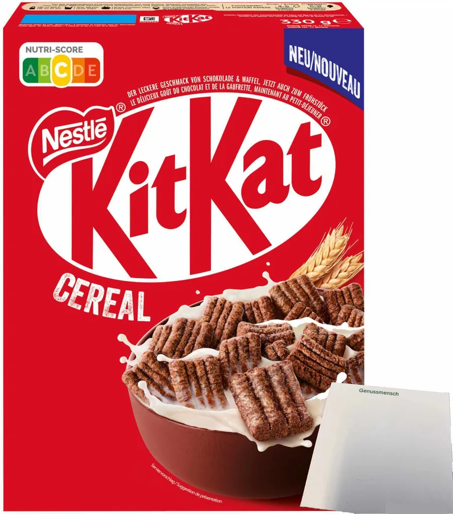 KITKAT Cereal Breakfast cereal made from whole wheat with the typical KITKAT wafer (330g pack) + usy block