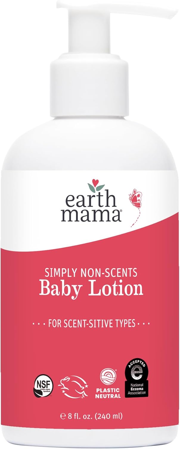 Earth Mama Natural Non-Scents Baby Lotion with Organic Calendula, 8-Fluid Ounce