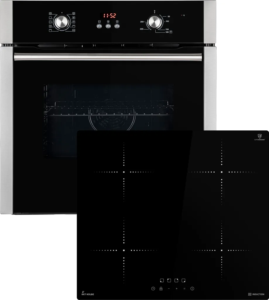 KKT KOLBE Küchentechnik KKT KOLBE Self-Sufficient Oven Set | 60cm Built-in Oven BO8805SS | 59cm Induction Hob IH85900RL | Grill | Fan-assisted Cooking | Automatic Timer | Double-glazed heat-insulating glass | Child lock | SET8805IH859RL