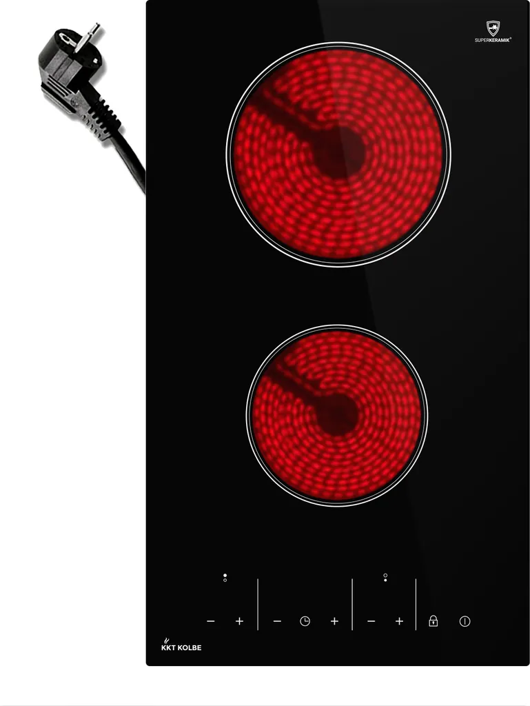 KKT KOLBE Küchentechnik KKT KOLBE Double Glass Ceramic Cooktop 30 cm Self-sufficient | Glass ceramic | 3 kW | 2 zones | 9 power levels | Frameless | Timer | Residual heat indicator | Key lock | KF293