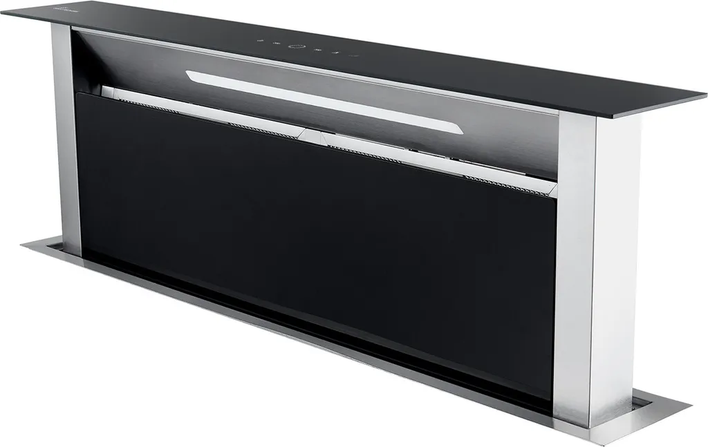 KKT KOLBE Küchentechnik KKT KOLBE Downdraft Extractor Hood 87 cm | Retractable Tabletop Extractor | Extractor Hood | Stainless Steel | Black Glass | Automatic After-Run Function | SensorTouch Controls | DRAFT870
