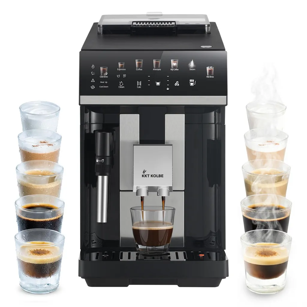 KKT KOLBE Küchentechnik KKT KOLBE Pure fully automatic coffee machine with milk frother, cold brew, 2-cup function, 7-stage grinder, touchscreen, black/silver