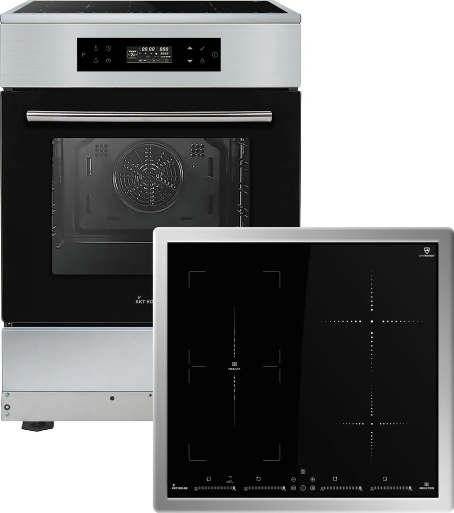 KKT KOLBE Küchentechnik KKT KOLBE Freestanding Cooker Set 60cm Built-in Oven 58cm Induction Hob Flex Zones Hot Air Automatic Timer Heat-Insulating Glass Child Lock Touch Controls SH6313IND