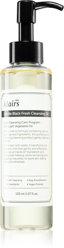 Klairs Gentle Black Fresh Cleansing Oil gentle cleansing oil for oily skin