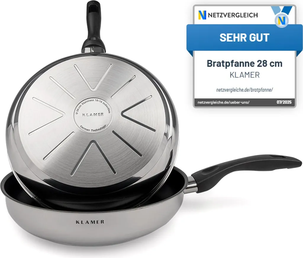 KLAMER frying pan 28cm, non-stick induction pan, premium coating, high-quality professional universal pan