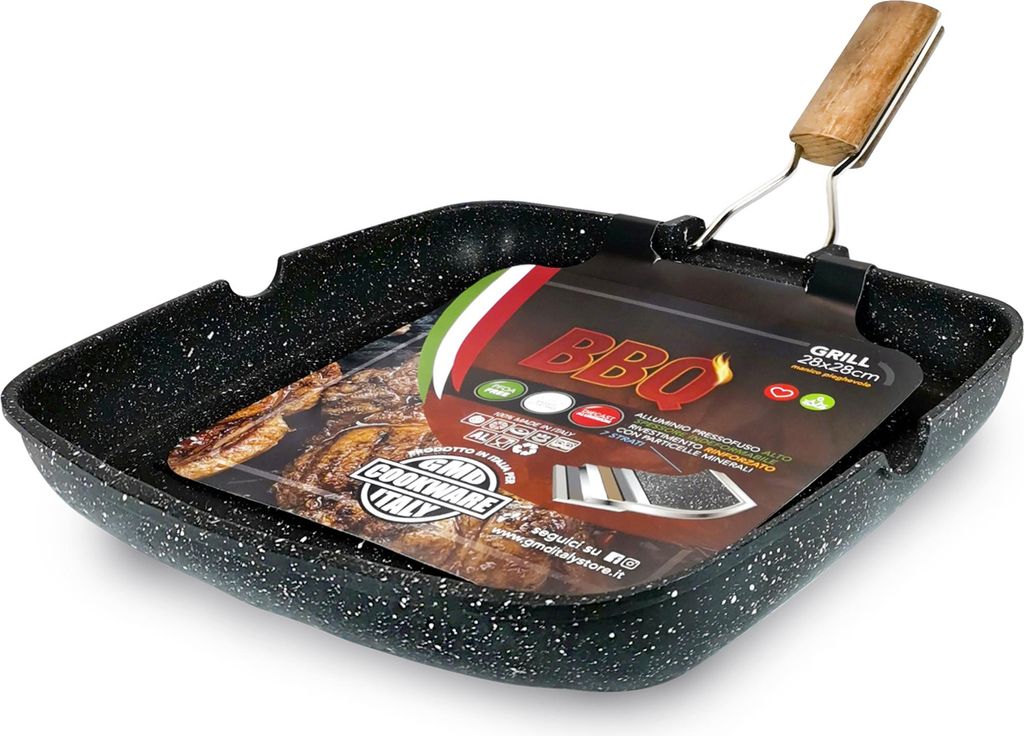 GMD COOKWARE Folding grill 24x24 cm with wooden handle