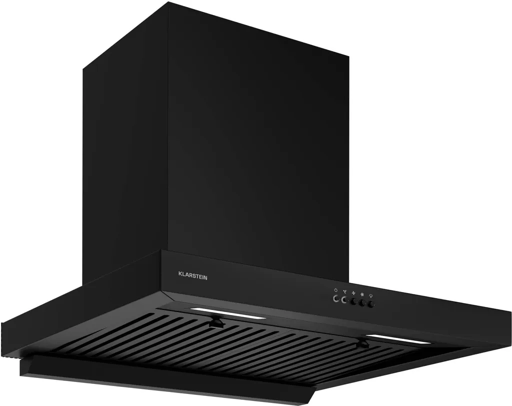 Klarstein AeroClean extractor hood - 60 cm wall-mounted hood, boost mode 721 m³/h, A++, LED lighting 3800-4200 K, push buttons, black, ducted & recirculating