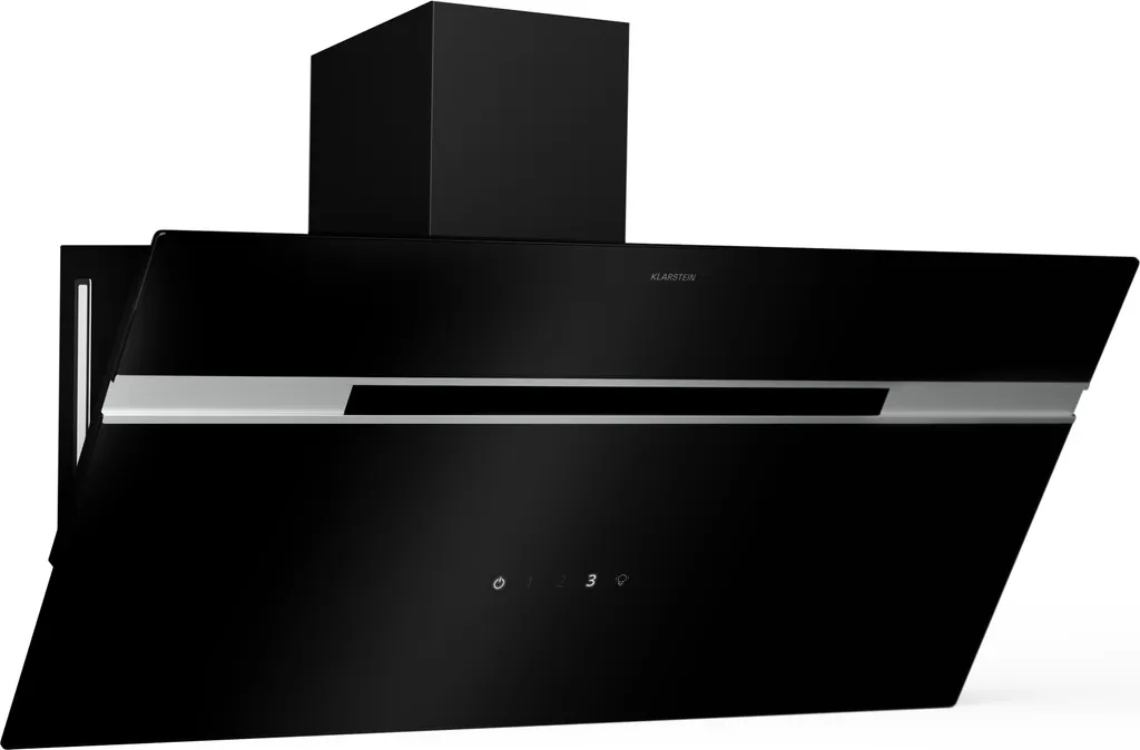 Klarstein Alina 90 extractor hood - 600 m³/h, touch panel, LED backlighting, quiet 63 dB, kitchen extractor hood, 90 cm, black