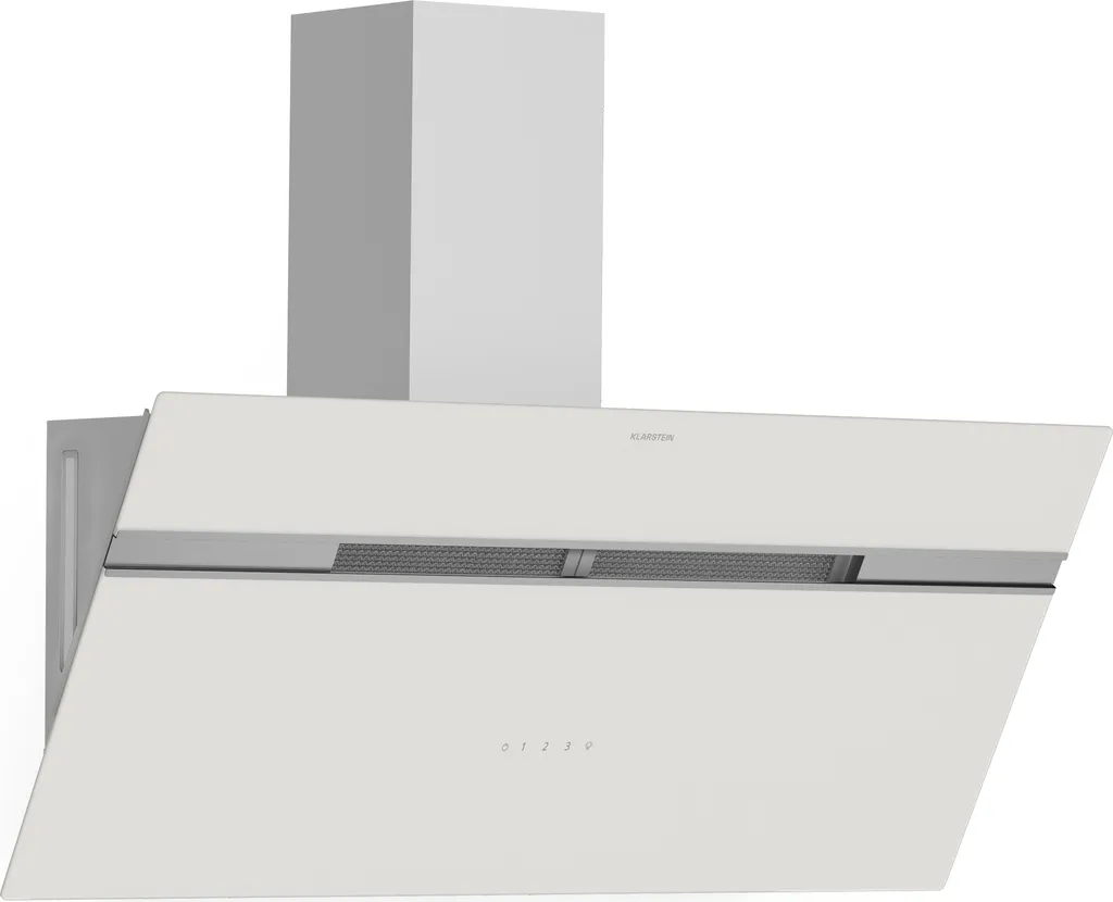 Klarstein Alina extractor hood - 90cm head-free hood, 615 m³/h airflow, touch control, A, LED lighting, recirculation & extraction, low noise 54 dB, white