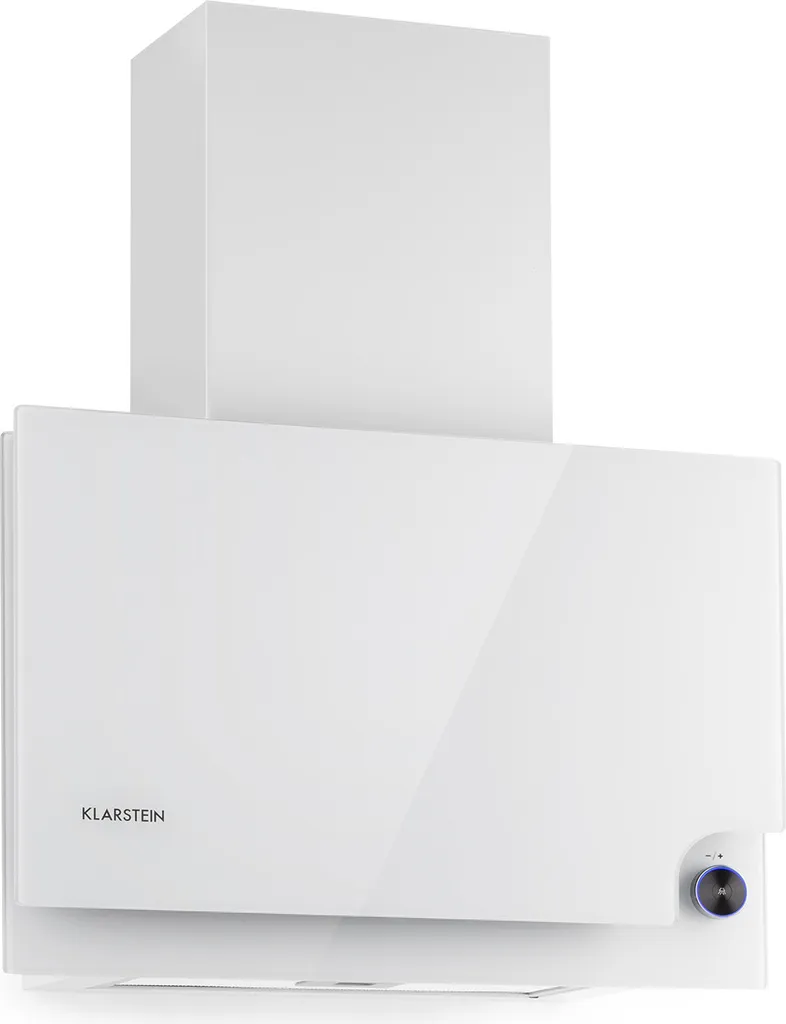 Klarstein Amelia - extractor hood, head-free hood, flat design, 123 W, 586 m³/h, LED lighting: 3 W, 3 power levels, illuminated touch rotary control, 60 x 47 x 23.5 cm white