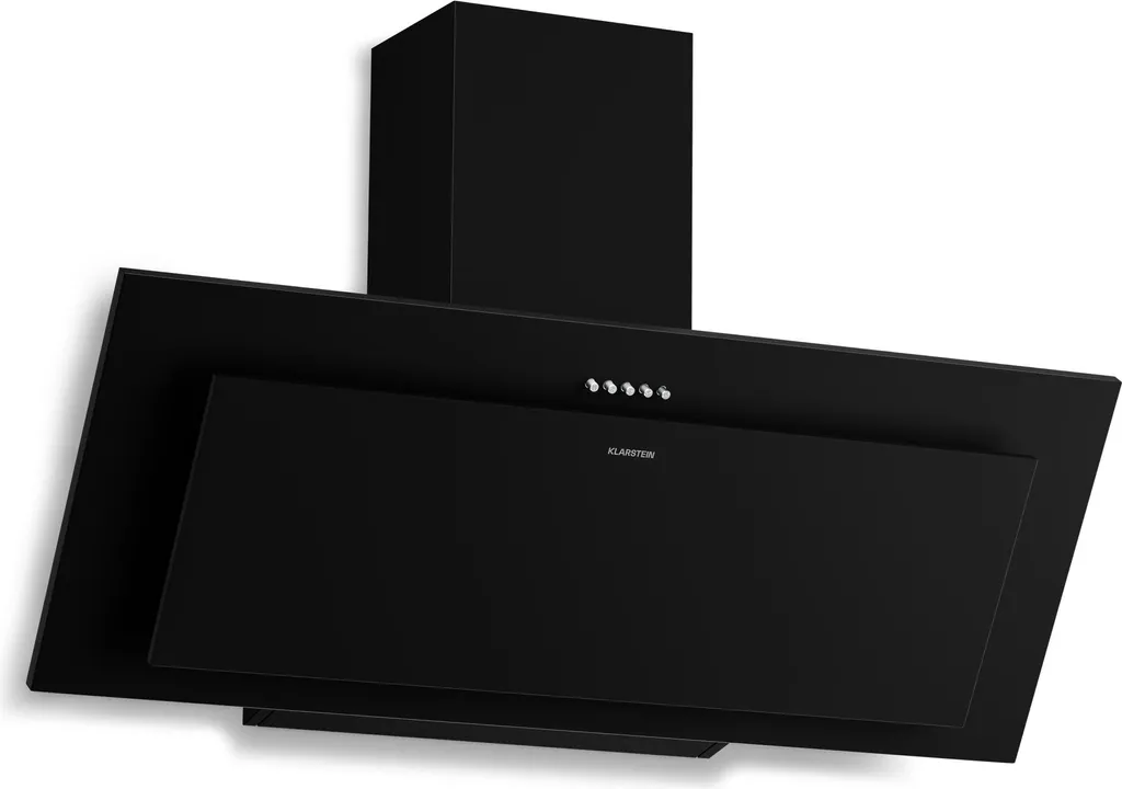 Klarstein Athena 90 cm Head-Free Cooker Hood – 404 m³/h, A+++, LED Lighting, 3 Speeds & Boost, Kitchen Extractor Hood, Recirculating & Extraction, Quiet Operation, Aluminum & Activated Carbon Filter, Modern Design, Black