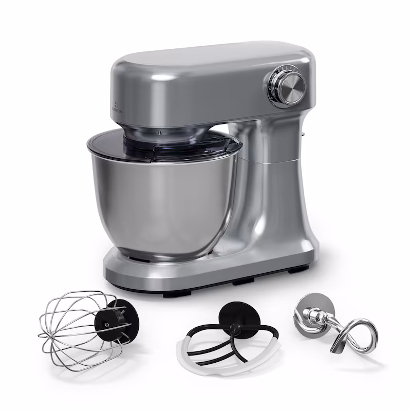Klarstein Bella Evo Food Processor | Planetary Mixing System | 3 Mixing Attachments | 1500 W | 5 l Silver