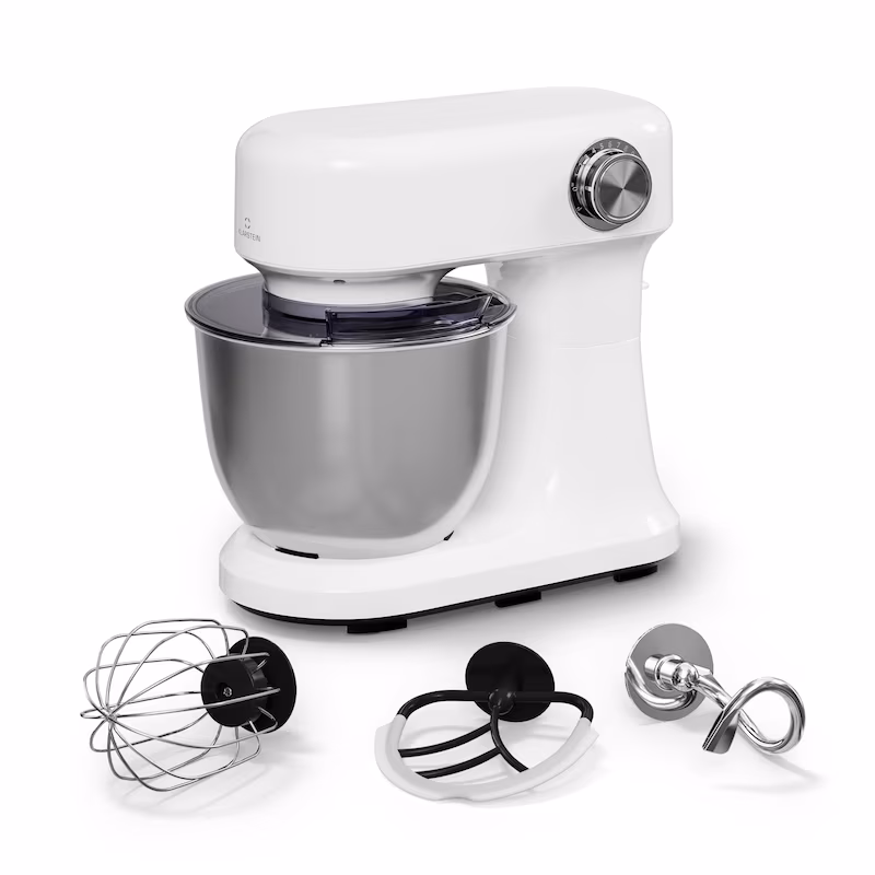 Klarstein Bella Evo Food Processor | Planetary Mixing System | 3 Mixing Attachments | 1500 W | 5 l White