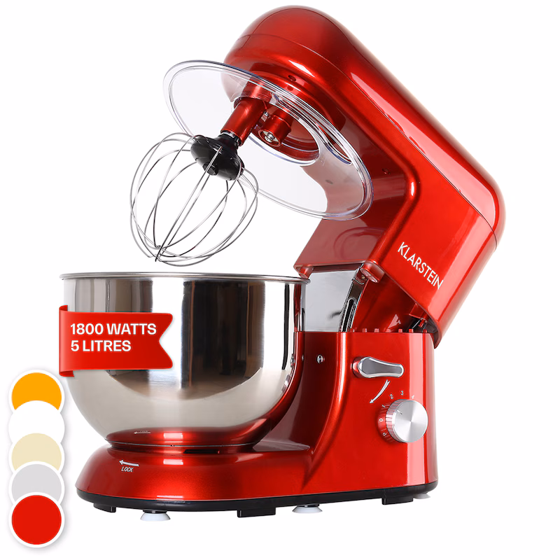 Klarstein Bella Food Processor 1800 W / 2.7 HP 5 Ltr Stainless Steel BPA-free Red