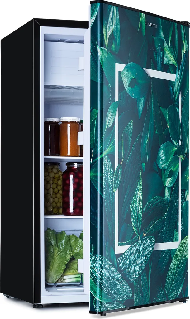Klarstein CoolArt Fridge-Freezer Combination - Refrigerator with 2 cooling levels, designer front, 5-stage thermostat, 0 to 10 °C, capacity: 79 liters, motif: Forest