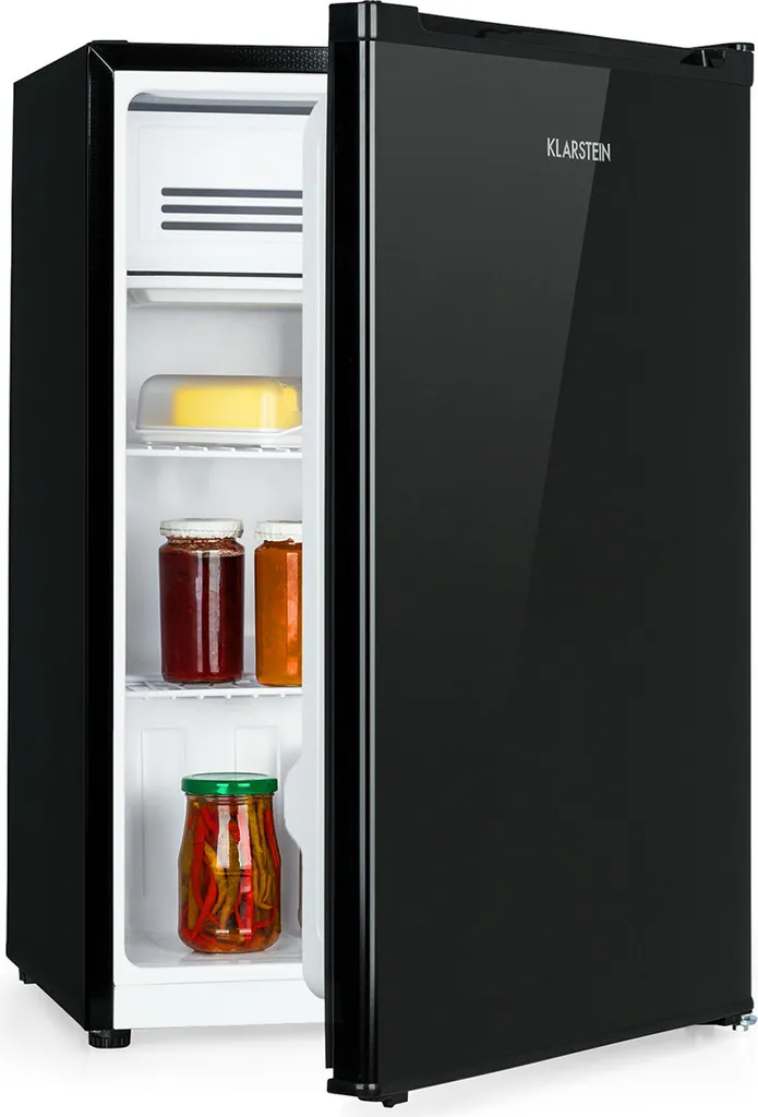 Klarstein Delaware refrigerator, 76 liter capacity, 2 flexible glass shelves, freezer compartment: 4 liters, bottle compartment up to 2 liters, anthracite
