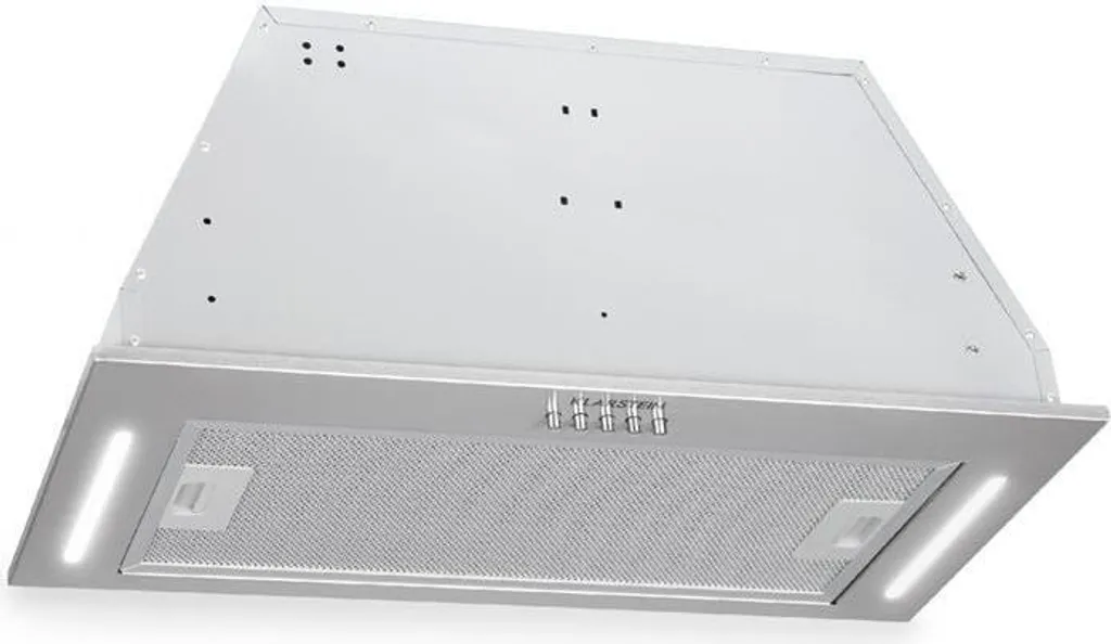 Klarstein Down Under - Extractor hood, ducted, built-in, 60cm, 590 m³/h extraction rate, 190 Watt motor power in 3 stages, LED, stainless steel, 61 dB quiet operation, mounting kit, silver