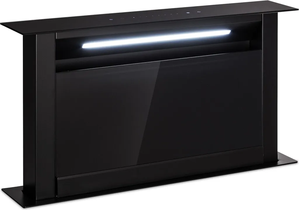 Klarstein Downdraft Cooker Hood 90cm, Retractable Exhaust/Recirculation Cooker Hood, 714 m³/h with Boost Mode, 8 Modes, LED Light, Timer, Quiet, Ductless, Black 60 cm