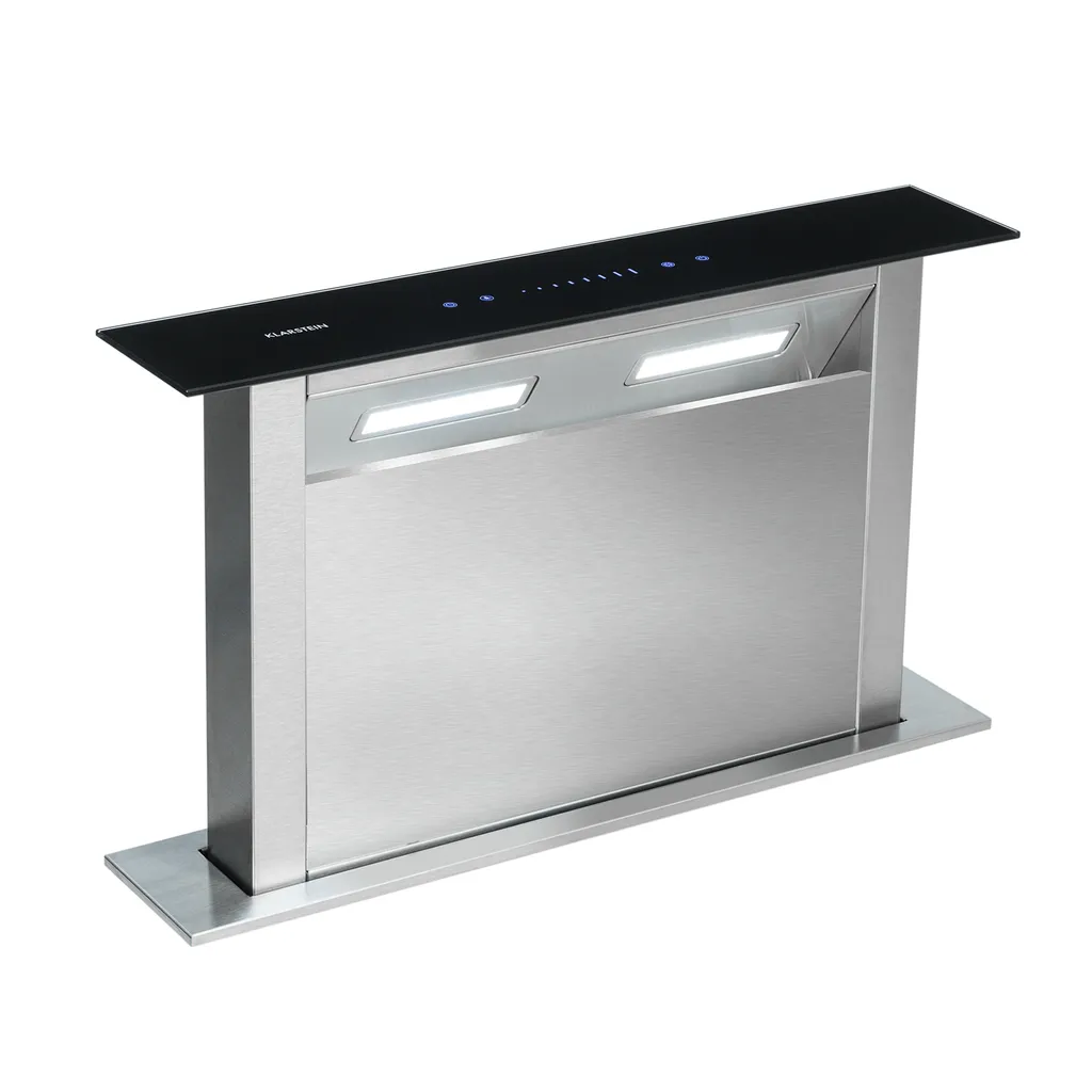Klarstein downdraft extractor hood, retractable extractor hood, quiet extractor hoods with filter, 60cm extractor hood, recirculating/exhaust extractor hood with 4 speeds, 430 m³/h airflow