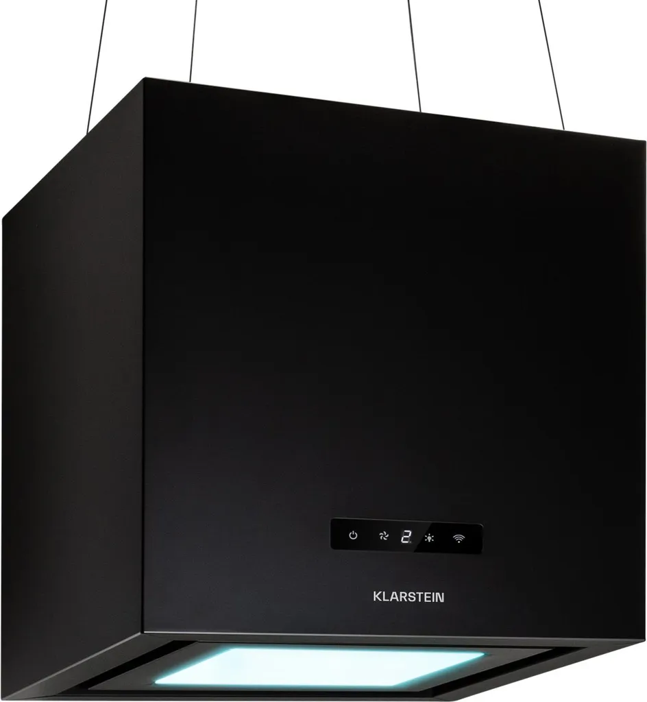 Klarstein Island Cooker Hood, Free-hanging, Exhaust/Recirculating Cooker Hood for Ceiling Mounting, Modern Cooker Hood with 3 Speeds, 595m³/h Airflow & App Control, Island Hood for the Ceiling