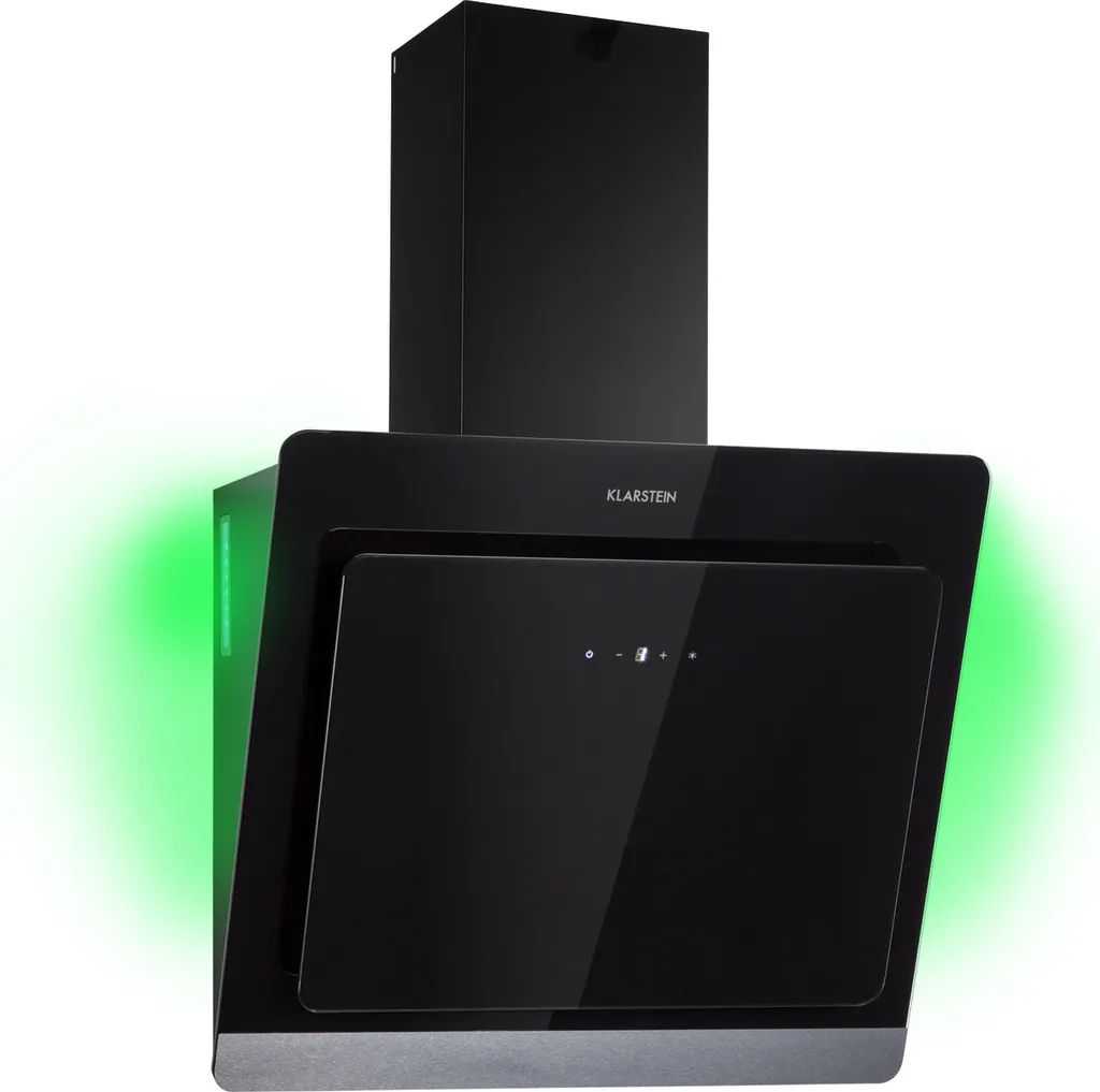 Klarstein 60cm extractor hood, ducted extractor hood, extractor hood with carbon filter, extractor hood with 563m³/h airflow, wall-mounted kitchen hoods with RGB LEDs, quiet 60cm extractor hoods
