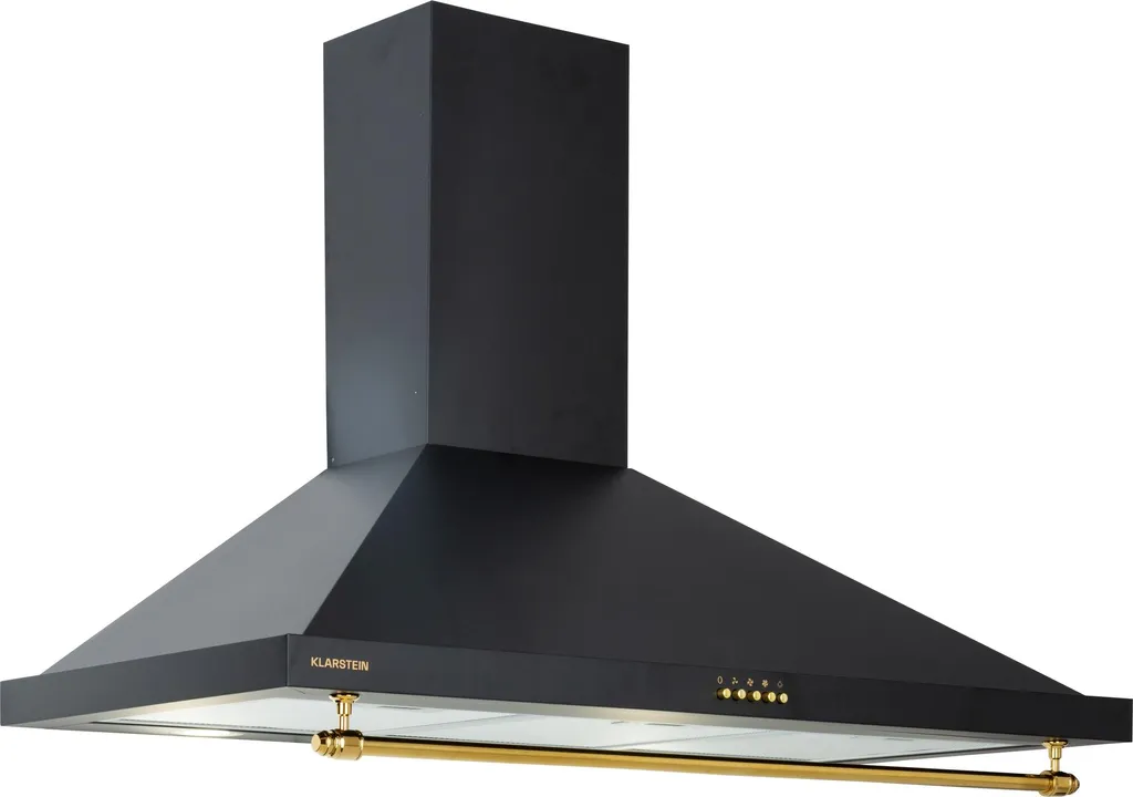 Klarstein 90cm extractor hood, ducted extractor hood with RGB LEDs, powerful and quiet, 591.5 m³/h airflow, wall-mounted hood with aluminum grease filter and 3 power levels, 90cm extractor hood
