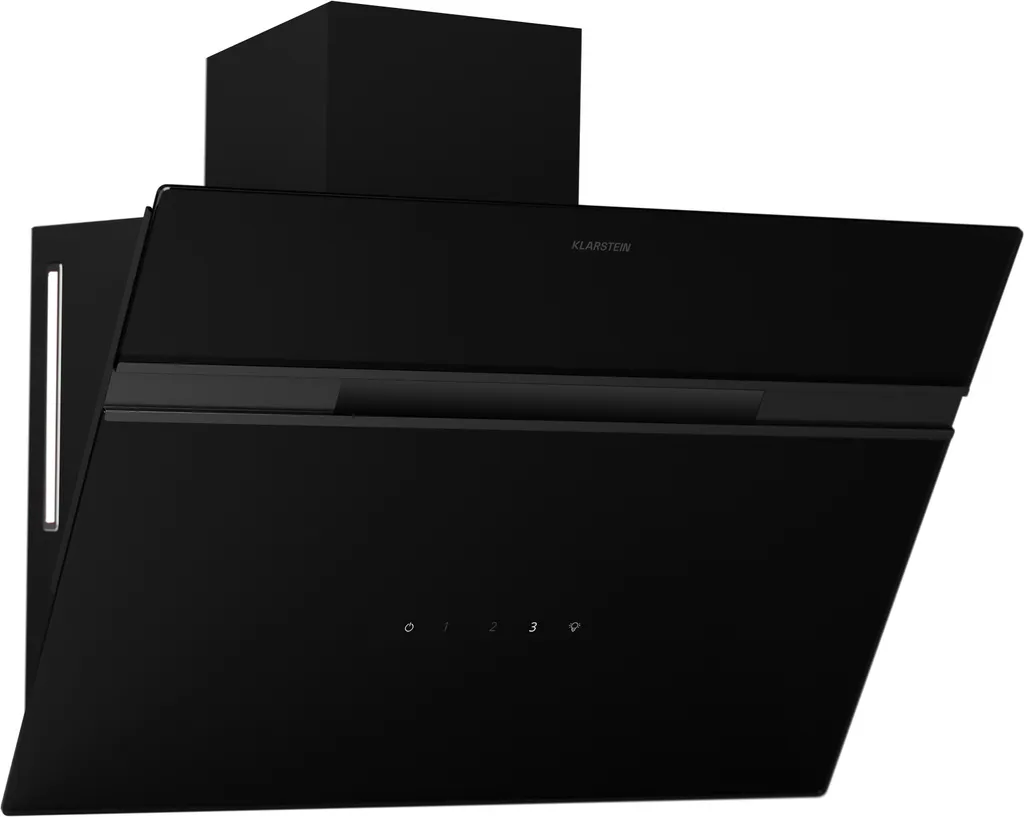 Klarstein Alina extractor hood - 60 cm wall-mounted hood, 600 m³/h airflow, LED lighting in 9 colors, touch control panel, recirculation mode, black
