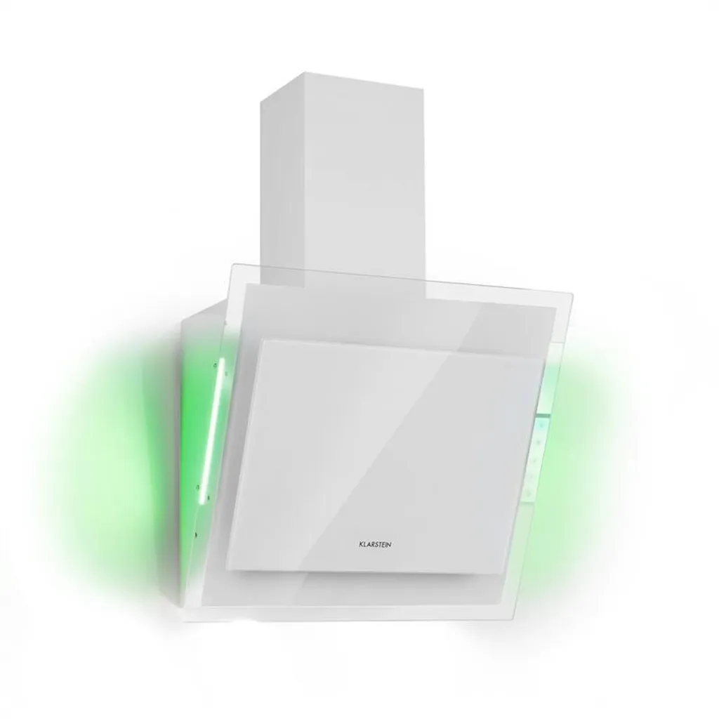 Klarstein Head-Free Cooker Hood, Extractor Hood with Activated Carbon Filter, Exhaust Air Cooker Hood, Aluminum Grease Filter, Quiet Recirculation Mode, 550 m³/h, 65 Watts, LED, 60 cm, White