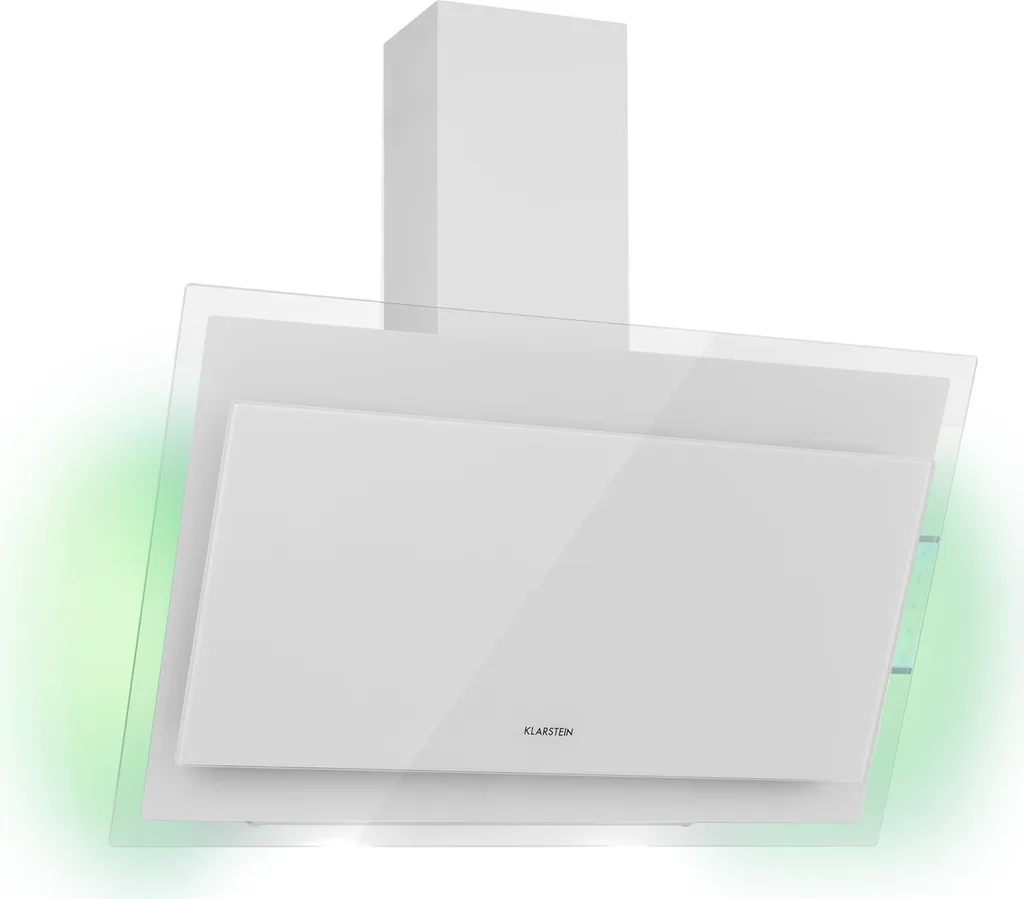 Klarstein Head-Free Cooker Hood, Extractor Hood with Activated Carbon Filter, Exhaust Air Cooker Hood, Aluminum Grease Filter, Quiet Recirculation Mode, 550 m³/h, 65 Watts, LED, 90 cm, White