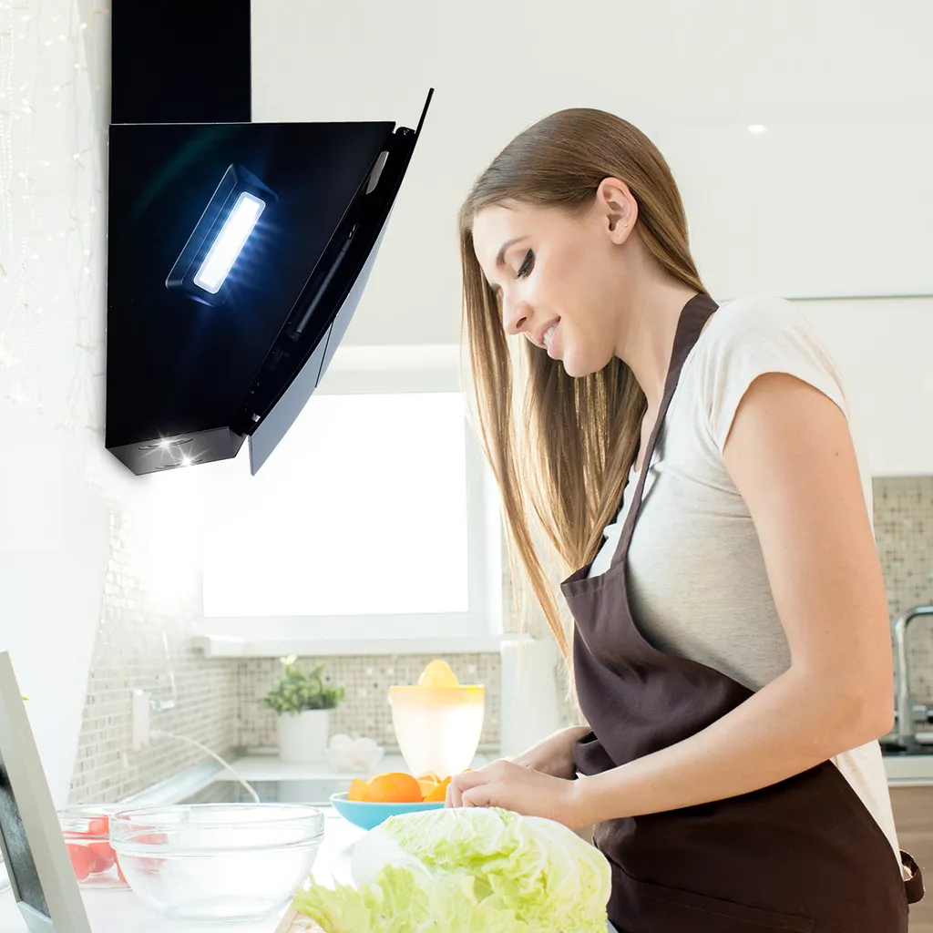 Klarstein recirculating/exhaustible cooker hood, quiet extractor hood, stainless steel wall-mounted hood, extractor hood with filter, 60cm extractor hood, recirculating hood with LED light, head-free extractor hood, 509 m³/h airflow