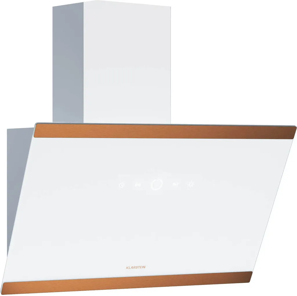 Klarstein FlashLine 60 extractor hood - 60 cm extractor hood, touchscreen, 524 m³/h, A++, LED lighting, quiet 34.5 dB, white/copper, ducted & recirculating