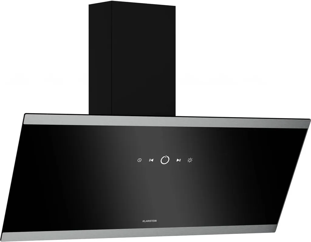 Klarstein FlashLine extractor hood – 90 cm head-free hood, touchscreen, 524 m³/h, A++, LED lighting, 34.5 dB, black, ducted and recirculating operation