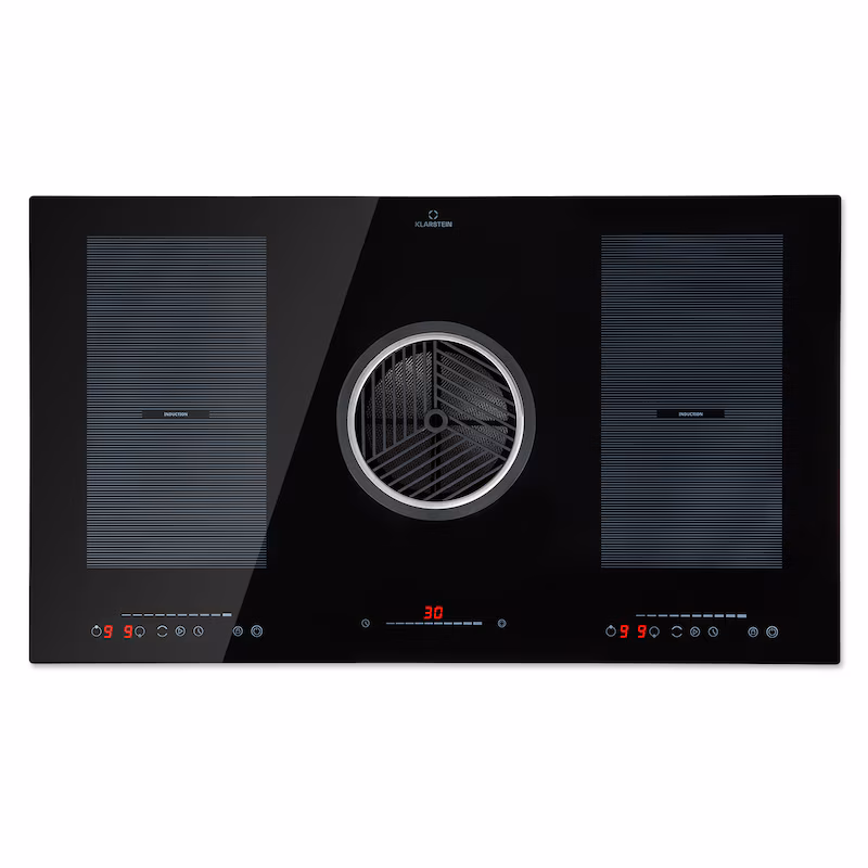 Klarstein Full House 3.0 Down Air System Induction Hob DownAir Hood 655 m³/h Black Glass