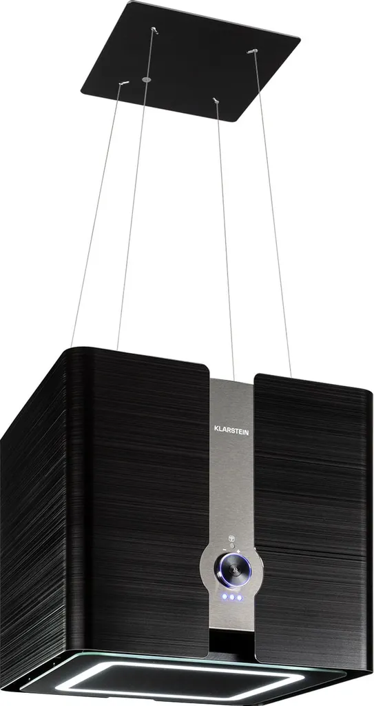 Klarstein Futurelight Smart freestanding extractor hood - recirculating extractor hood with 420m³/h extraction rate, island hood with LED lighting, stainless steel, black