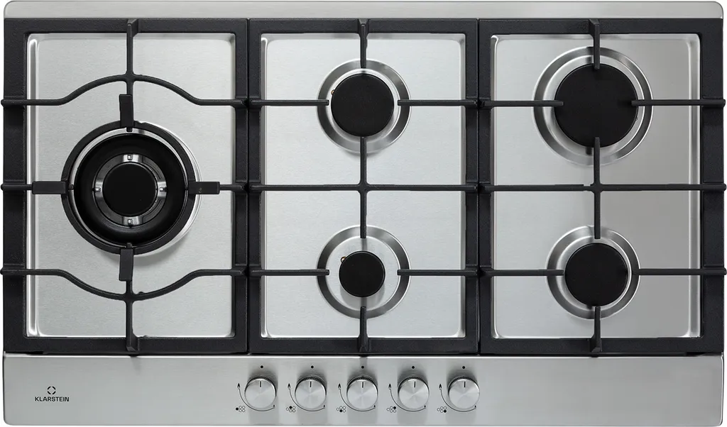 Klarstein gas stove, 5-burner gas cooktop, built-in gas stove for home & campervan, stainless steel camping stove, gas stove for propane and natural gas, gas hob with wok burner, 11100 watt gas cooker