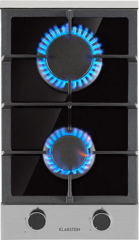 Klarstein 2-Burner Gas Cooker, 4000W Built-in Gas Cooker for Indoor Use, Stainless Steel Gas Cooker for Motorhomes, 2-Burner Gas Cooker, Two-Burner Gas Stoves, Modern Built-in Gas Stove, Gas Cooker