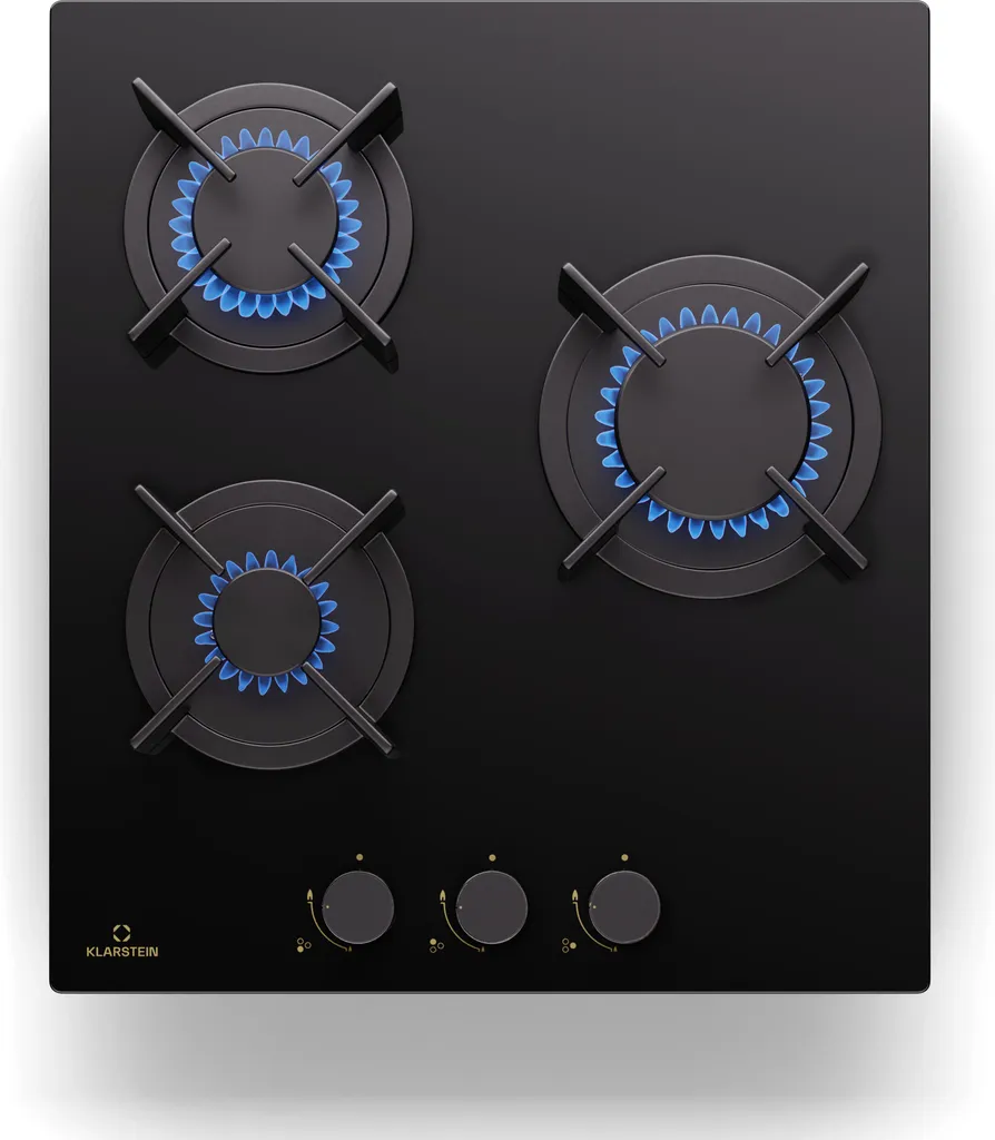 Klarstein 3-Burner Gas Cooker, Built-in Gas Cooker for Indoor Use & Motorhomes, 5200W Stainless Steel Gas Cooker, 3-Burner Gas Cooker, Gas Stoves with Snapjet Burner, Modern Built-in Gas Cooker, LPG Gas Cooker