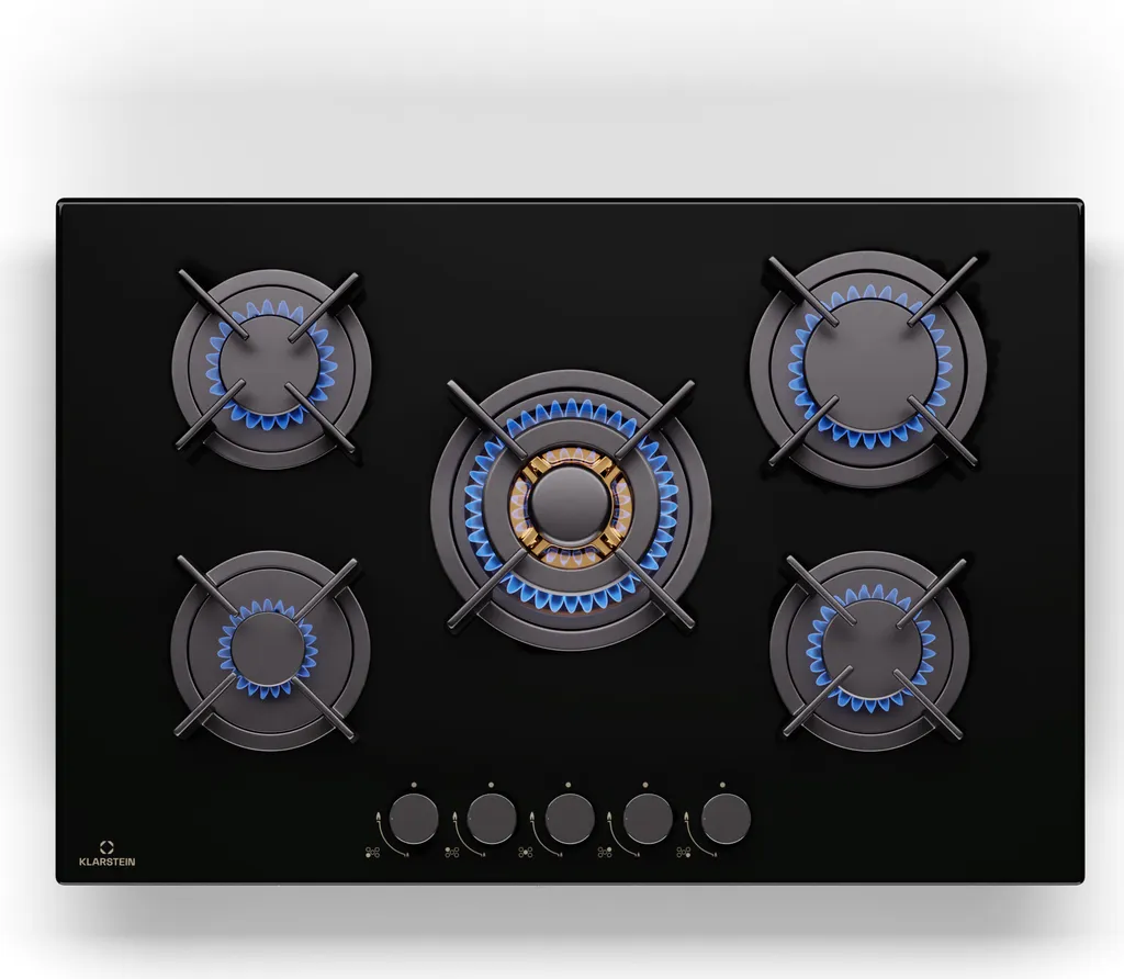 Klarstein 5-Burner Gas Cooker, Built-in Gas Cooker for Indoor Use & Motorhomes, 10400W Stainless Steel Gas Cooker, 5-Burner Gas Cooker, Gas Stoves with Snapjet Burner, Modern Built-in Gas Cooker, LPG Gas Cooker