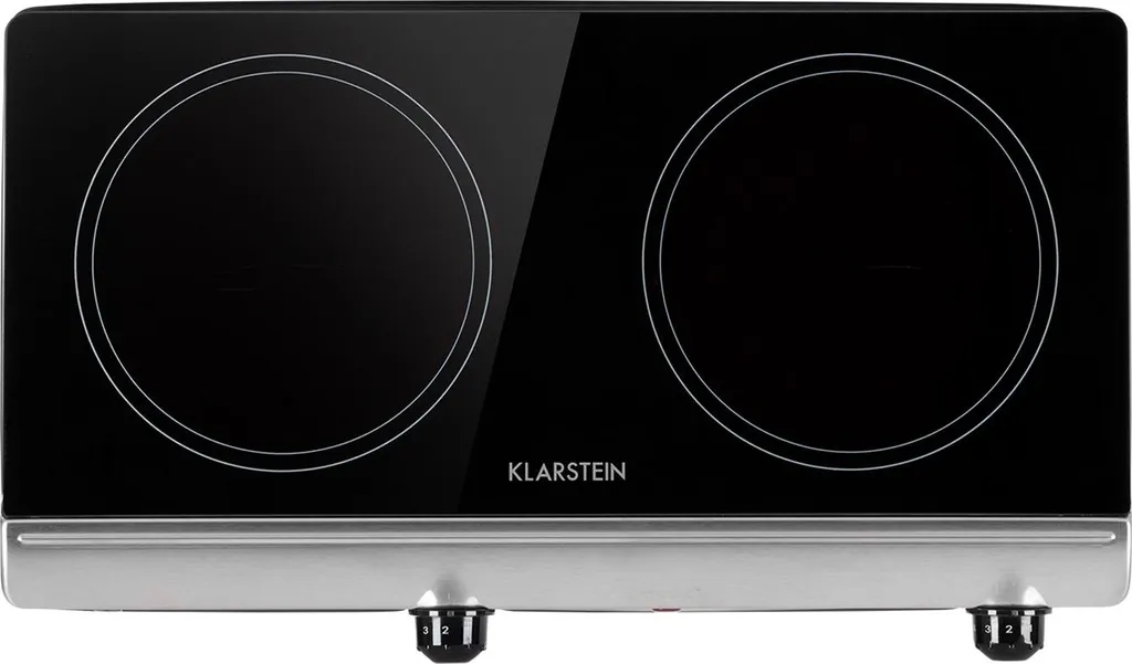 Klarstein glass ceramic cooktop, built-in cooktop with 2 burners, 2400 W electric cooktop, modern glass ceramic cooktop, glass ceramic hob with 2 cooking zones, built-in ceramic cooktop