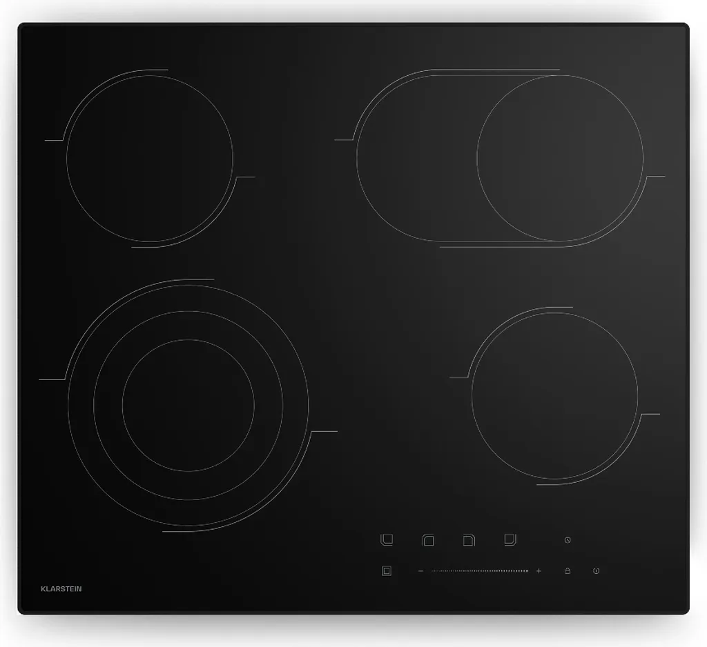 Klarstein glass ceramic cooktop - 60 cm, 4 zones, 6700 W, touch slider, timer & child lock, residual heat indicator, electric cooktop for modern kitchens