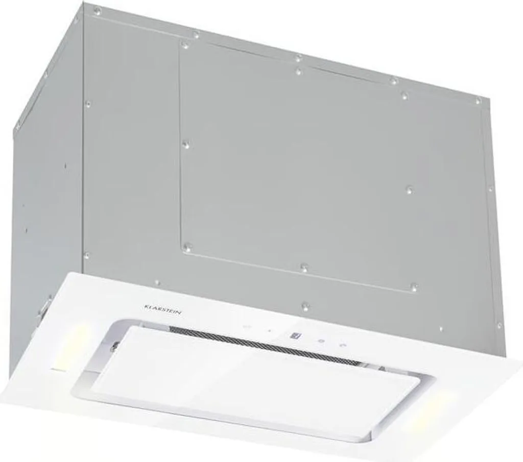 Klarstein Hektor Built-in Cooker Hood - Cooker Hood, Under-Cabinet Hood, 52 cm Wide, 190 Watts, 530 m³/h Extraction Rate, LED Touch Panel, Cooktop Lighting, Timer, Glass, White