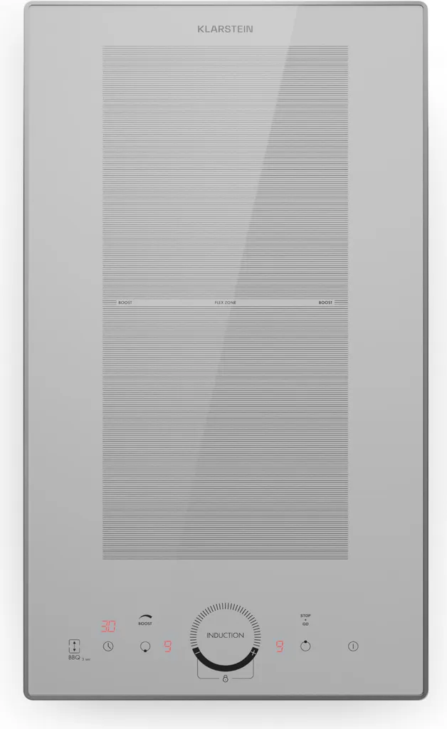 Klarstein induction hob, glass ceramic hob, induction hob with 2 cooking zones, built-in induction hob with touch display, digital display and timer function, fast heating, 3500 watts