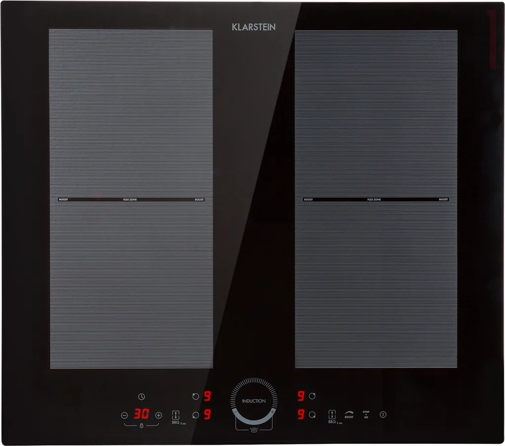 Klarstein induction hob, glass ceramic hob, induction hob with 4 cooking zones, built-in induction hob with touch display, digital display and timer function, fast heating, 7000 watts