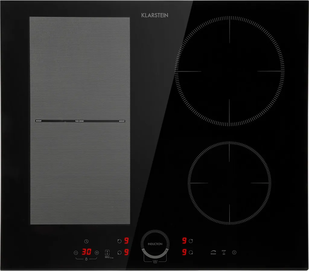 Klarstein induction hob, glass ceramic hob, induction hob with 4 cooking zones, built-in induction hob with touch display, digital display and timer function, fast heating, 7000 watts
