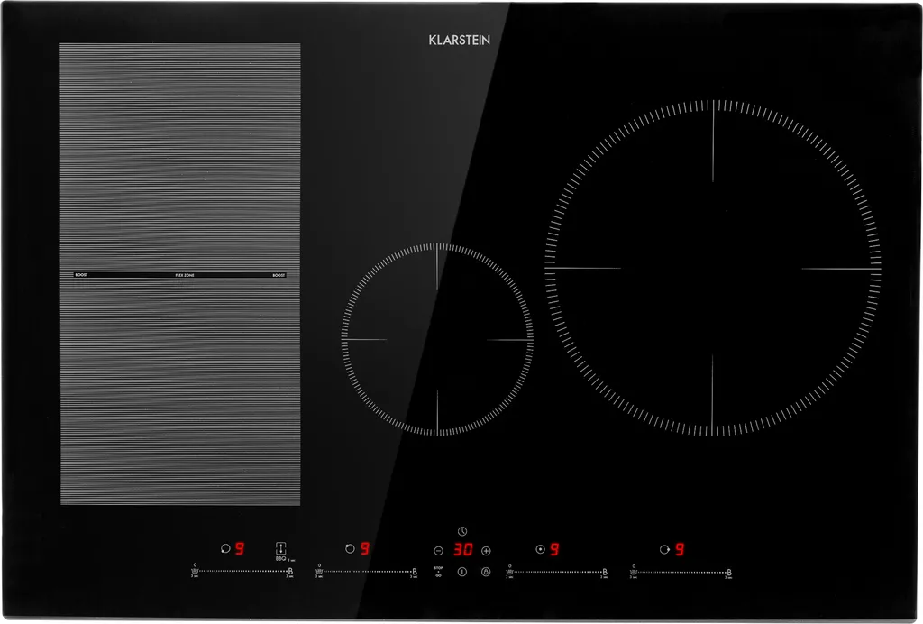 Klarstein induction hob, glass ceramic hob, induction hob with 4 cooking zones, built-in induction hob with touch display, digital display and timer function, fast heating, 7500 watts