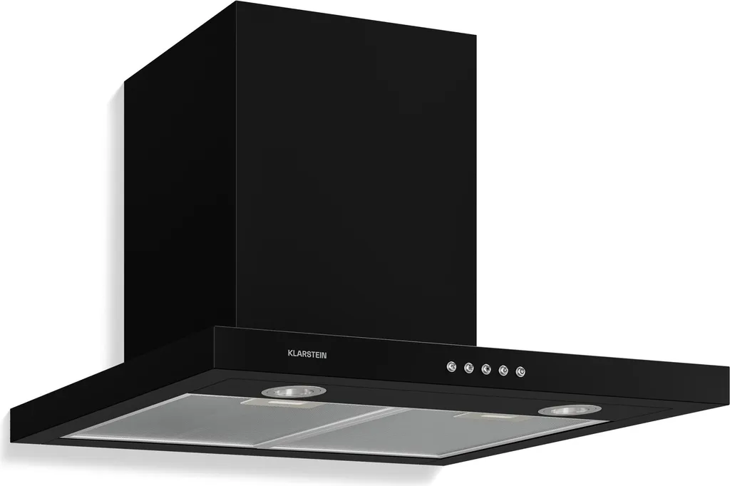 Klarstein Limelight extractor hood - stainless steel wall-mounted hood, extractor hood with 3 power levels, 600 m³/h, digital display, LED lighting, 64 dB, 60 cm wide, black