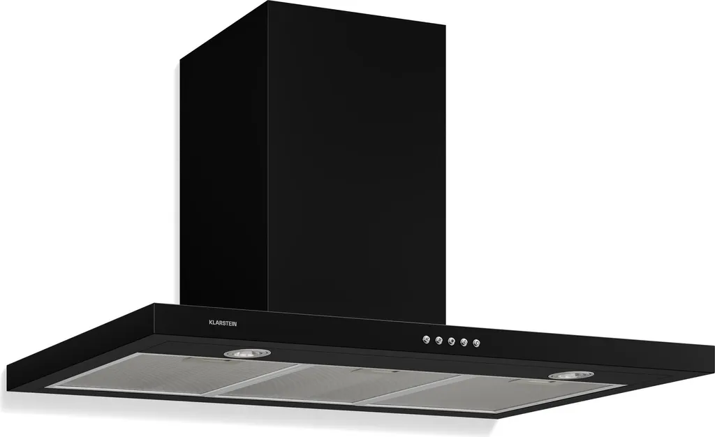 Klarstein Limelight extractor hood - stainless steel wall-mounted hood, extractor hood with 3 power levels, 600 m³/h, digital display, LED lighting, 64 dB, 90 cm wide, black