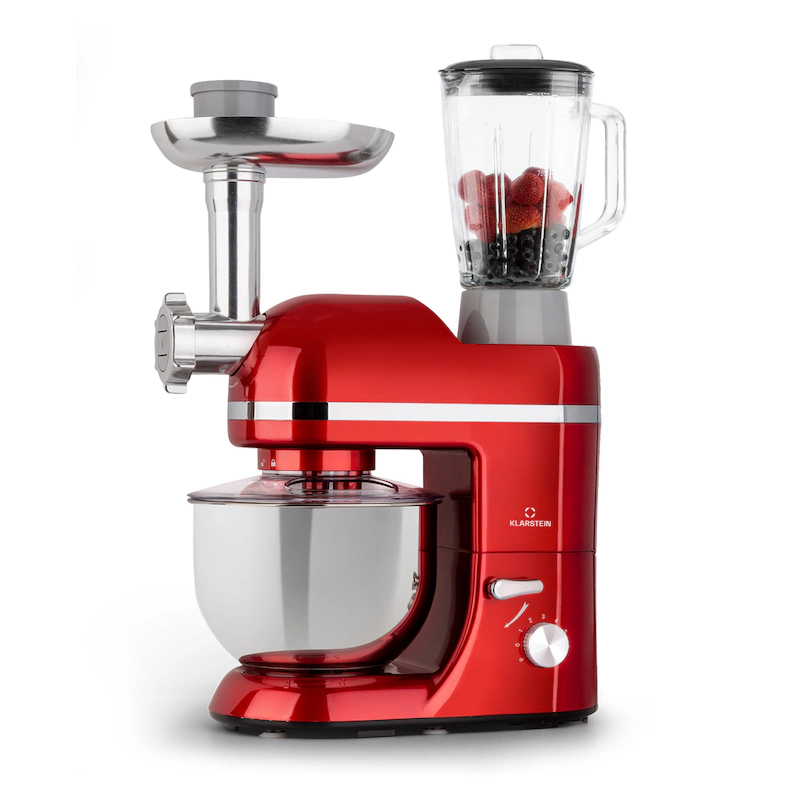 Klarstein Lucia Elegance Food Processor Mixer Meat Grinder 1800W BPA-free Red